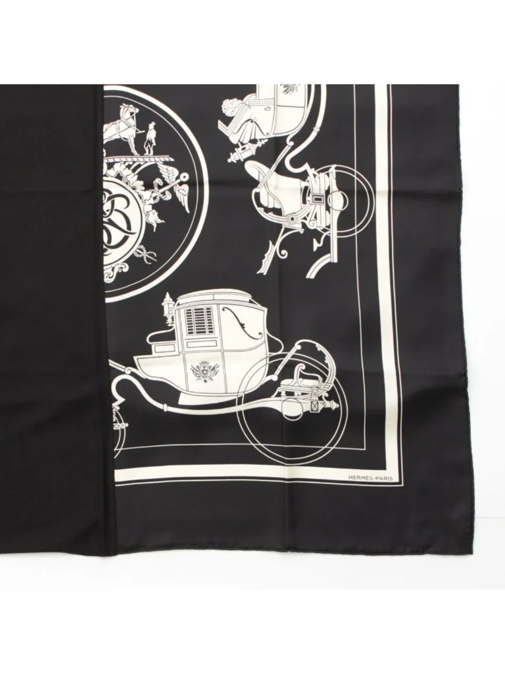 Hermes Carre Hybrid 90 Silk Wool Ex Libris Scarf Black White - Picture 5 of 10